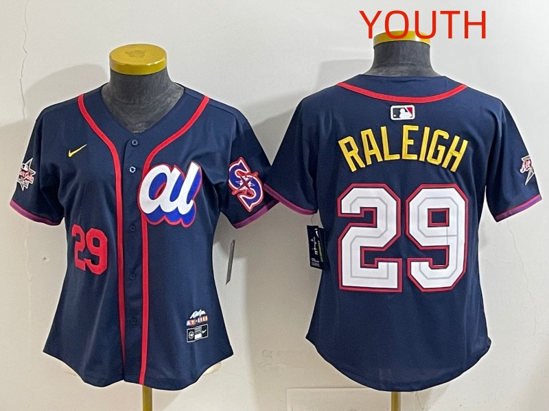 Youth 2025 Seattle Mariners #29 Raleigh dark Blue All star Nike MLB Jersey style 015->youth mlb jersey->Youth Jersey